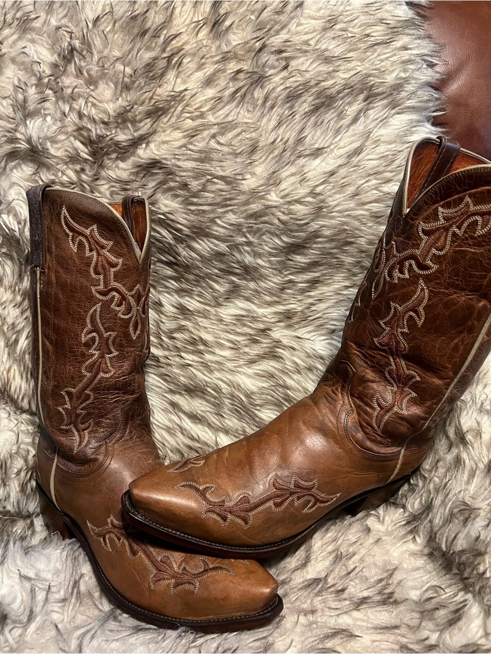 Lucchese Brown Leather Western Boots Sz 10.5 EE